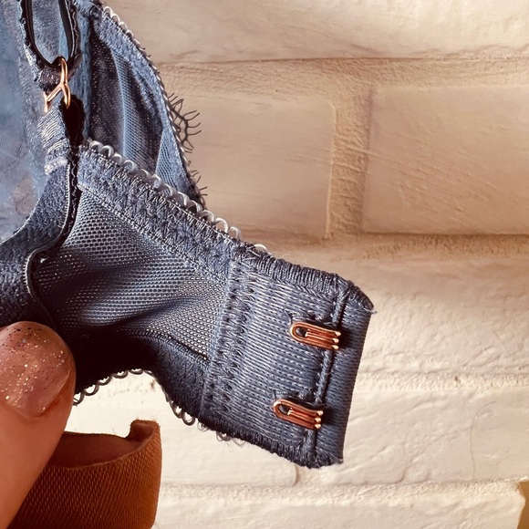 NWT Soma Breathtaking Unlined Lace Plunge Underwire Bra 32 DD Slate Blue #0389 - Picture 6 of 14